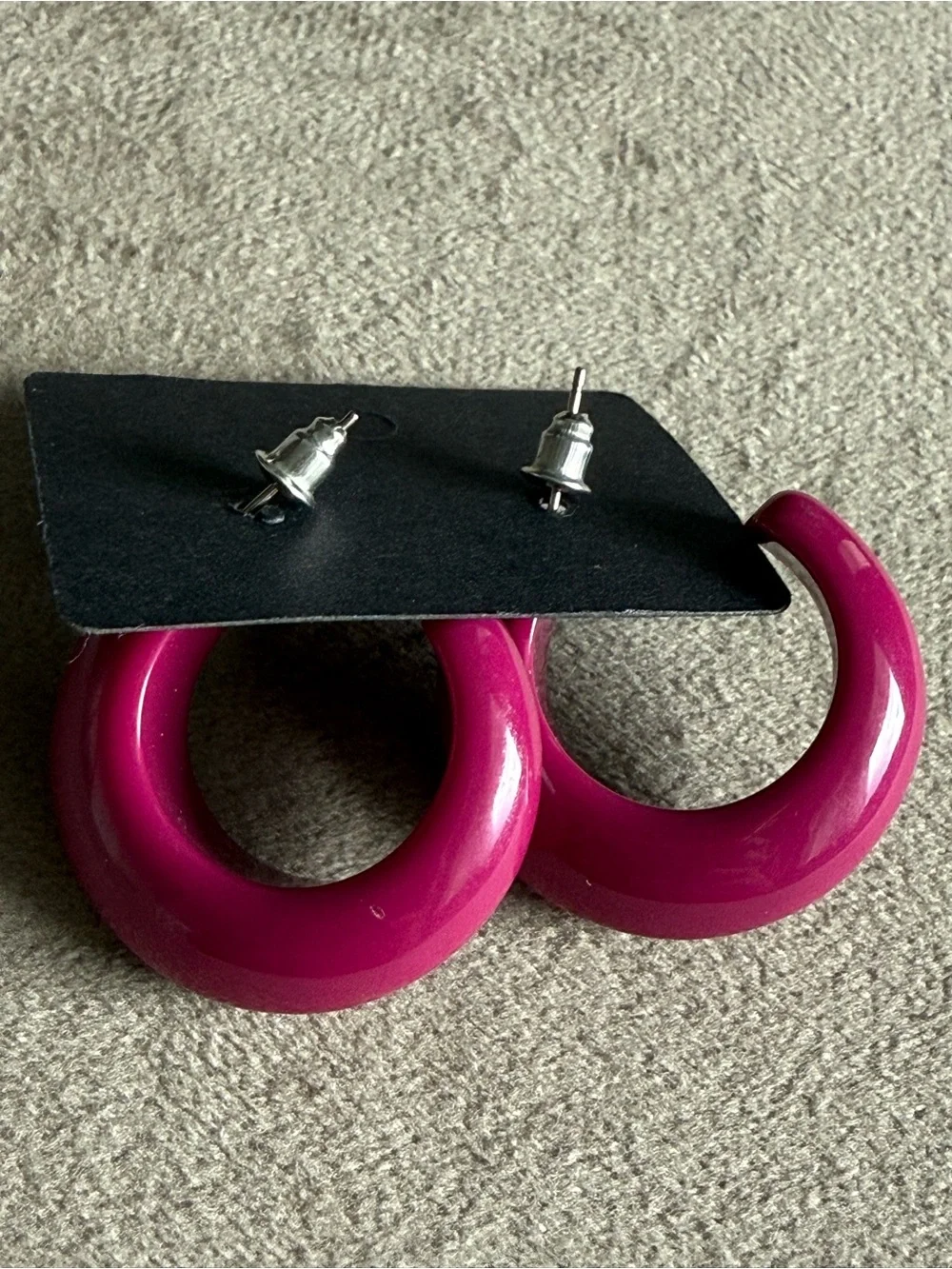 Bold Fuchsia Resin Hoop Earrings - Women Jewelry